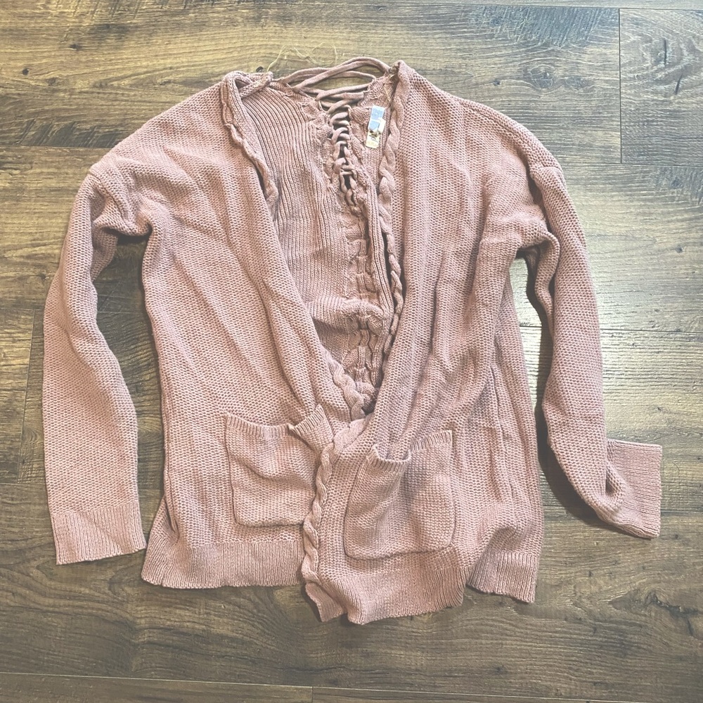 Mauve braided cardigan